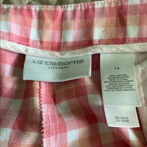 Liz Claiborne Pink and White Plaid Capri